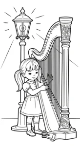 coloriage Harpe à imprimer pour enfant de 12 ans