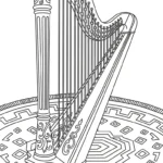 coloriage Harpe et découpage à imprimer