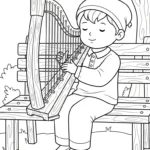 coloriage Harpe pour enfant de 3 ans