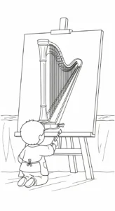 coloriage Harpe pour enfants a imprimer
