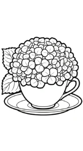 coloriage Hortensia et découpage à imprimer