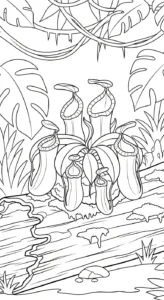 coloriage Nepenthes et decoupage