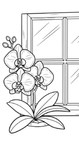 imprimer coloriage Orchidée pour enfant