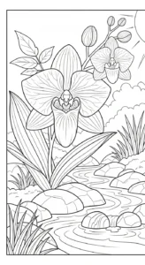 coloriage Orchidée a imprimer gratuitement