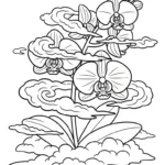 coloriage Orchidée et decoupage a imprimer gratuit