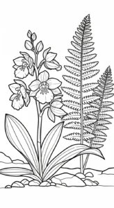 coloriage Orchidée à imprimer pour enfant de 3 ans
