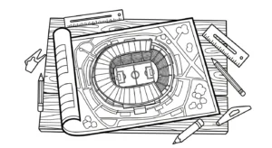 image pour coloriage Stade enfant