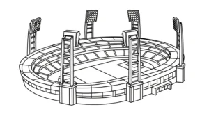 coloriage Stade et découpage à imprimer