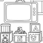 coloriage Télévision à imprimer pour enfant de 2 ans