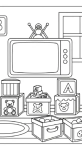 coloriage Télévision à imprimer pour enfant de 2 ans