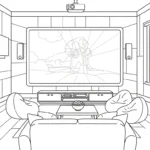 coloriage Télévision à imprimer pour enfant de 3 ans
