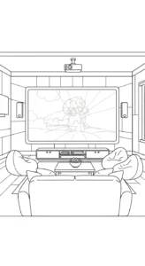 coloriage Télévision à imprimer pour enfant de 3 ans