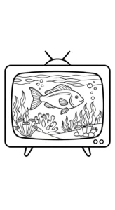 coloriage Télévision et dessin a imprimer