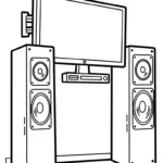 coloriage Télévision à imprimer pour enfants