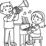 image de coloriage Trompette pour enfant