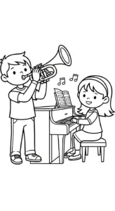 image de coloriage Trompette pour enfant
