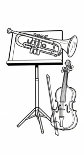 coloriage Trompette et apprentissage