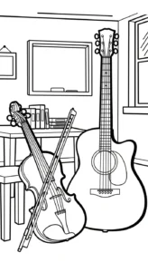 coloriage Violon à imprimer pour enfant de 6 ans
