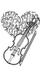 coloriage Violon et découpage à imprimer