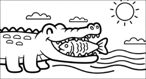 coloriage Crocodile et decoupage