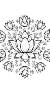 coloriage Mandala Lotus pour enfants