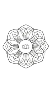 coloriage Mandala Lotus pour enfant a imprimer gratuit