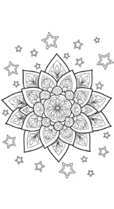 coloriage Mandala Lotus à imprimer pour enfant de 2 ans