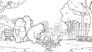 coloriage We Bare Bears et découpage à imprimer