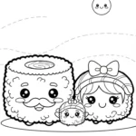 coloriage Kawaii Sushi update à imprimer pour enfant de 12 ans