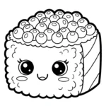 coloriage Kawaii Sushi update pour enfant à imprimer