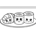 coloriage Kawaii Sushi update pour enfant gratuit