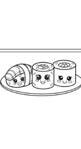 coloriage Kawaii Sushi update pour enfant gratuit