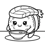 coloriage Kawaii Sushi update à imprimer pour enfant de 10 ans