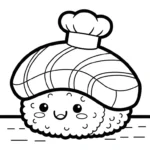 coloriage Kawaii Sushi update a imprimer pour enfant de 4 ans