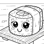 coloriage Kawaii Sushi update pour enfant gratuit
