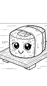 coloriage Kawaii Sushi update pour enfant gratuit