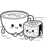 coloriage Kawaii Sushi update et decoupage