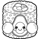 coloriage Kawaii Sushi update pour enfant de 7 ans