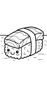 coloriage Kawaii Sushi update pour enfant de 2 ans