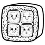 imprimer coloriage Kawaii Sushi update