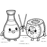 coloriage Kawaii Sushi update pour enfant de 4 ans