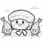 coloriage Kawaii Sushi update pour enfant de 3 ans
