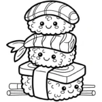 coloriage Kawaii Sushi update et decoupage a imprimer gratuit