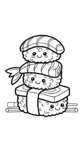 coloriage Kawaii Sushi update et decoupage a imprimer gratuit